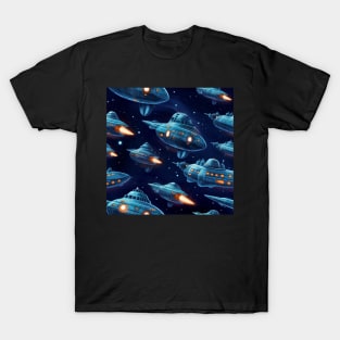 Spaceship Pattern T-Shirt